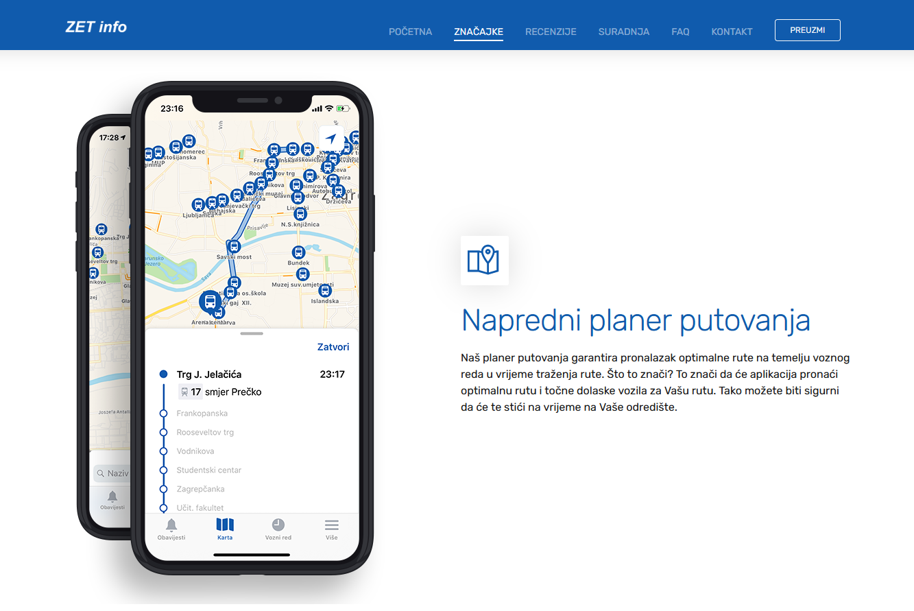 Prikaz aplikacije preuzet sa ZET info web stranice.